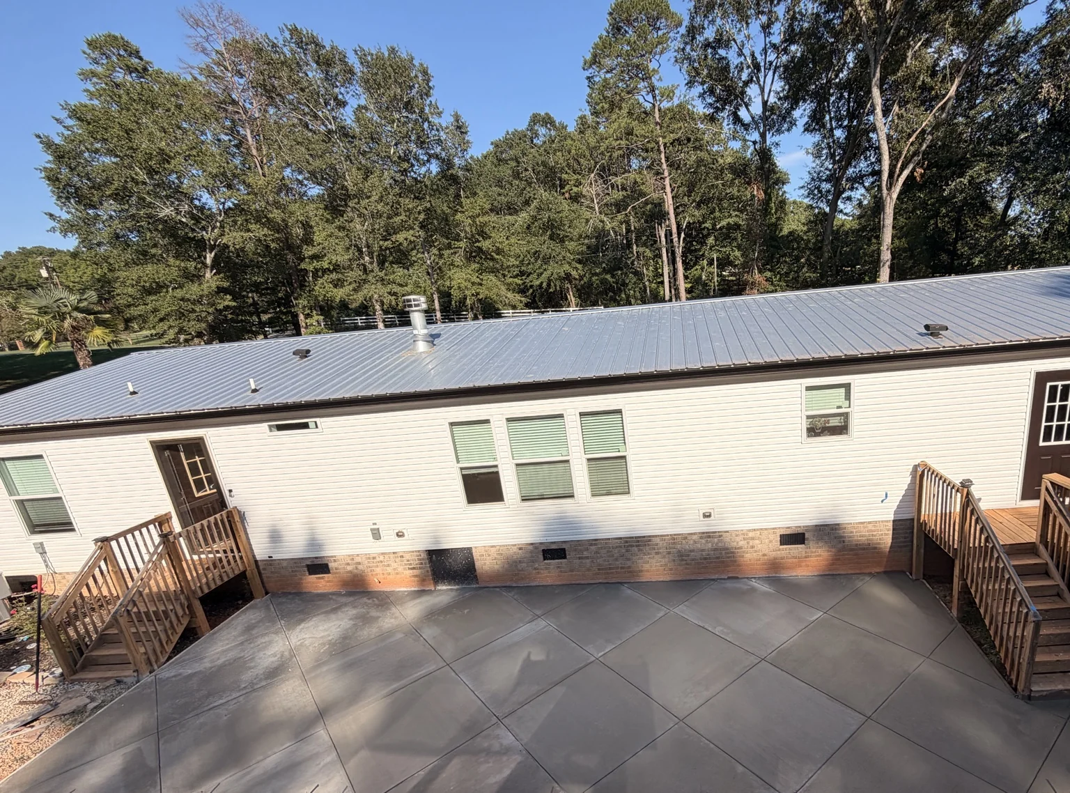Backyard patio with diagonal joints