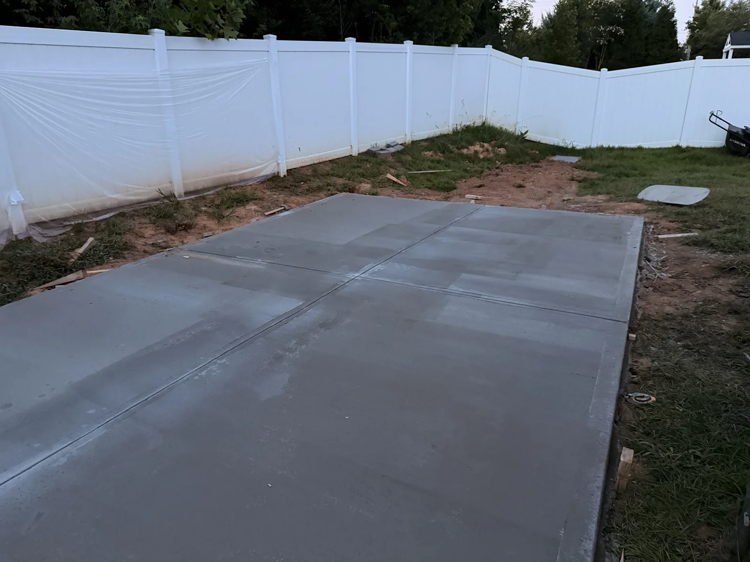 Backyard concrete patio
