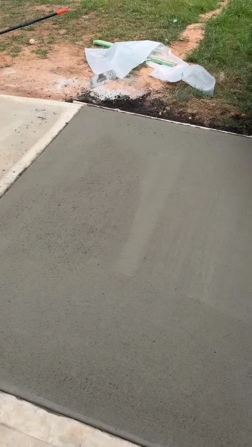 Finishing the concrete patio