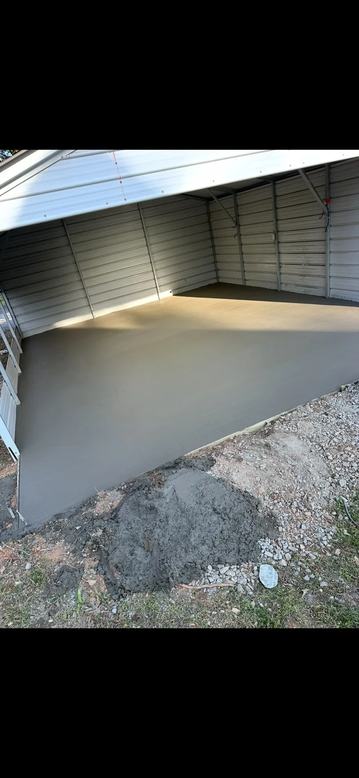 Concrete beneath a covered entry