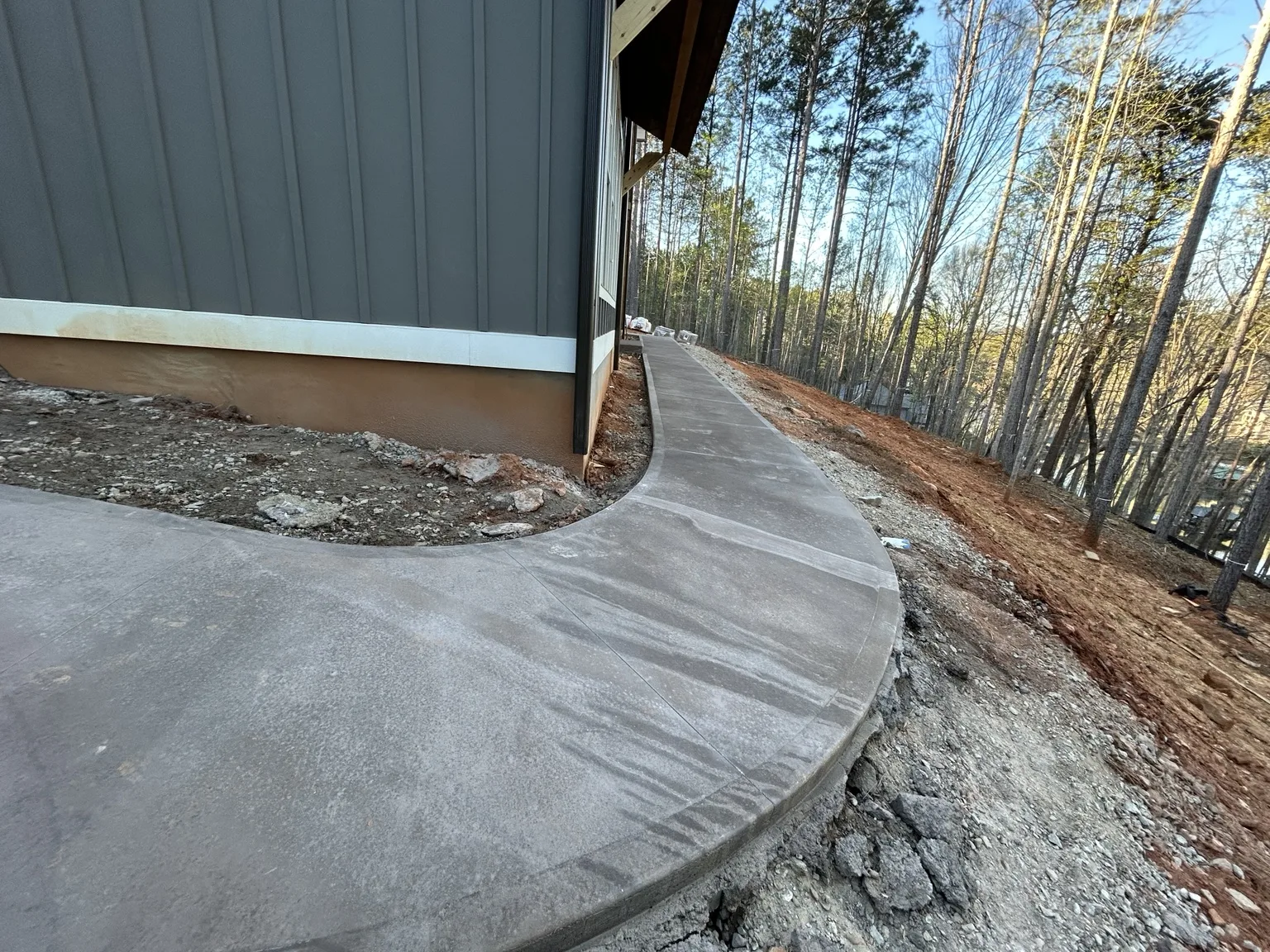 Curved walkway around the house