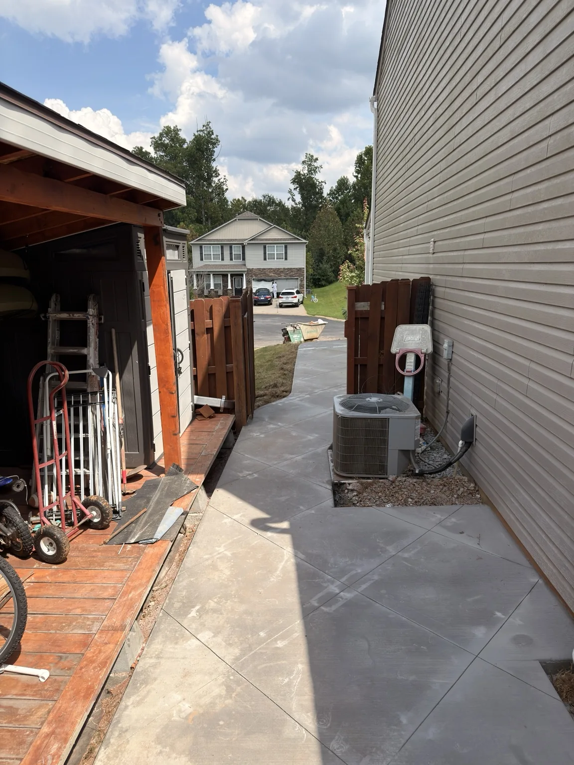 Walkway between the house and deck