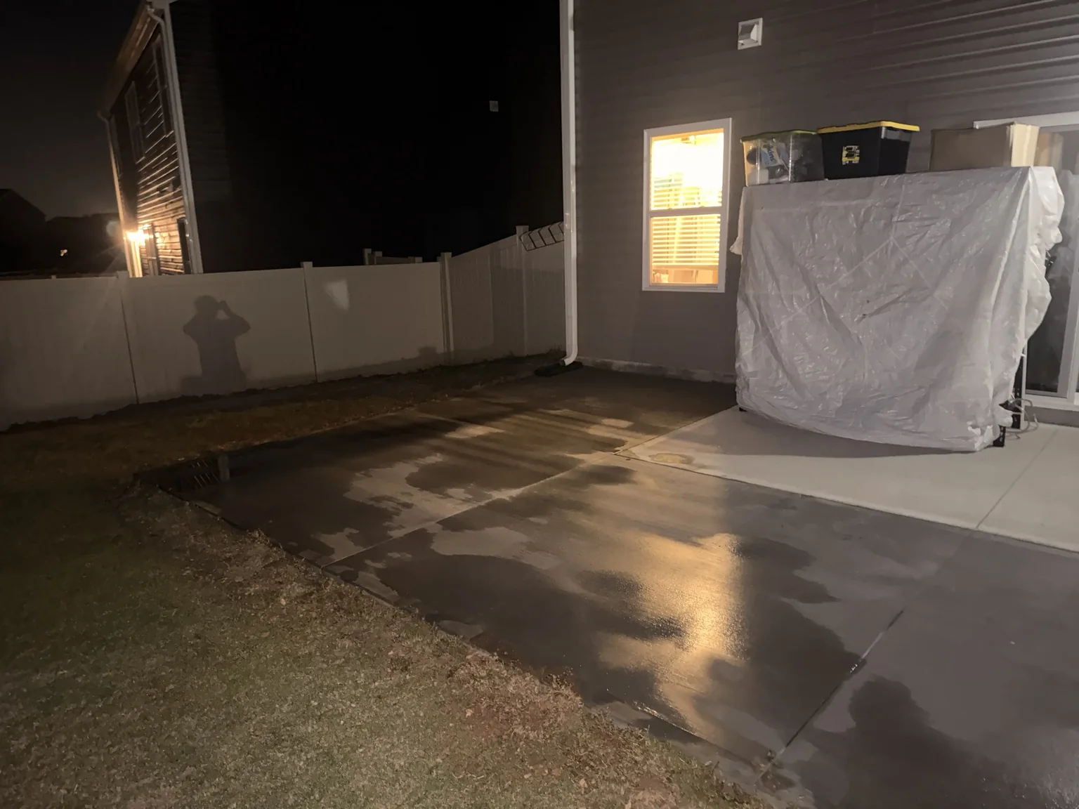 Concrete patio at night