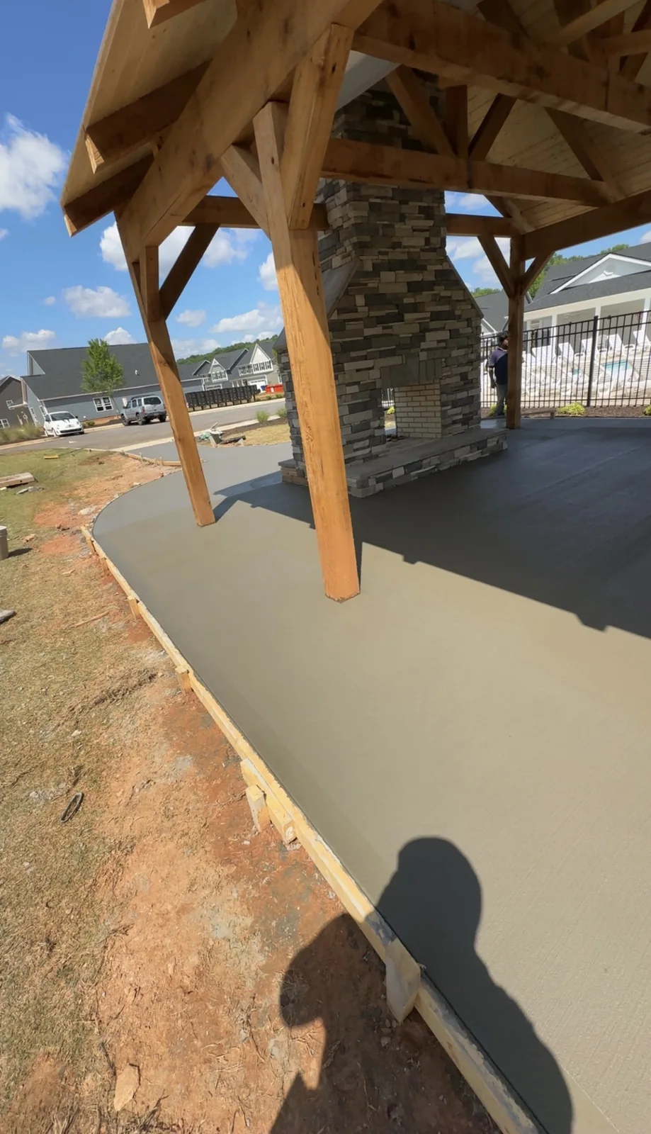 Finishing concrete at the porch