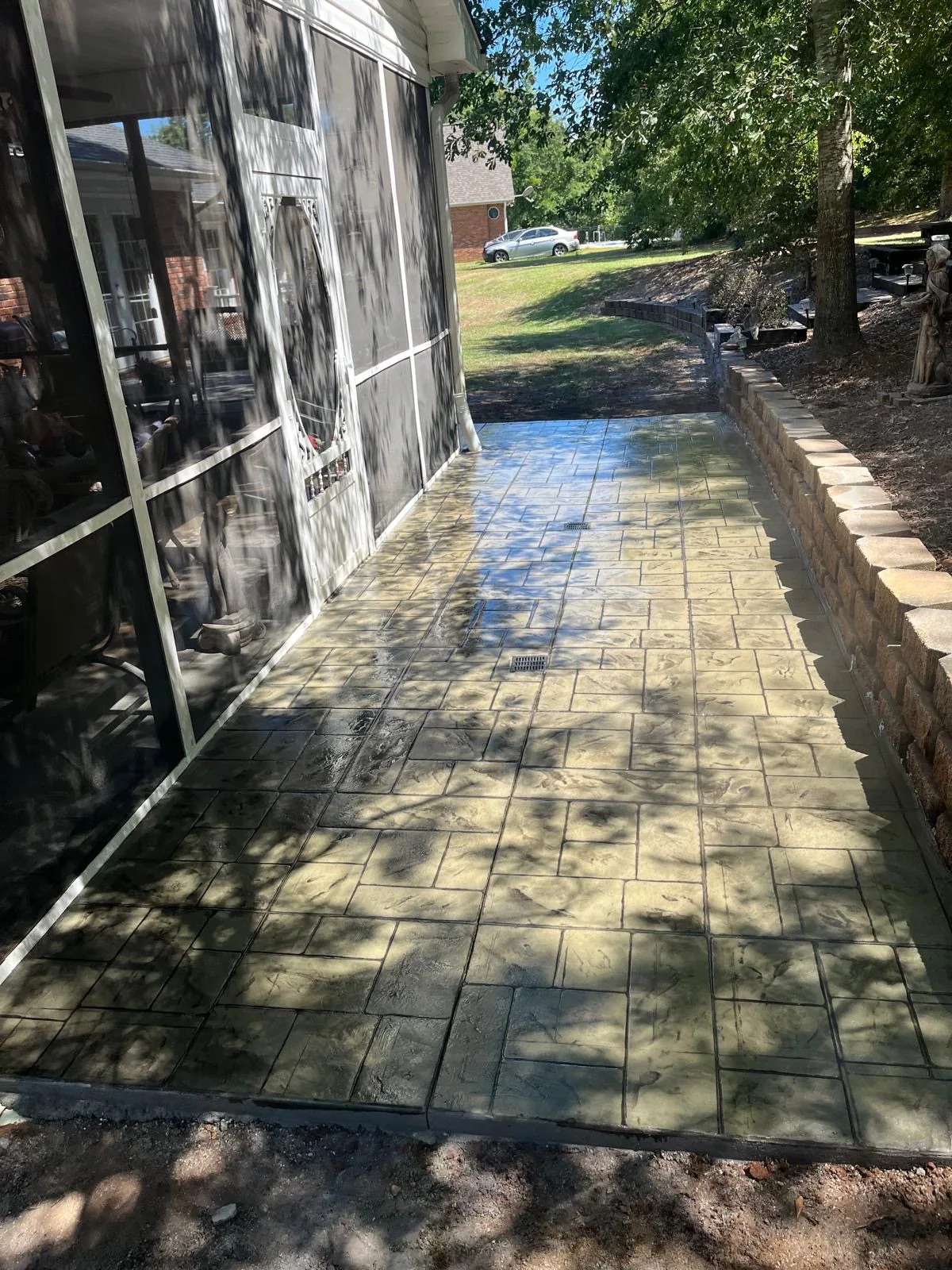 Walkway beside the stone wall
