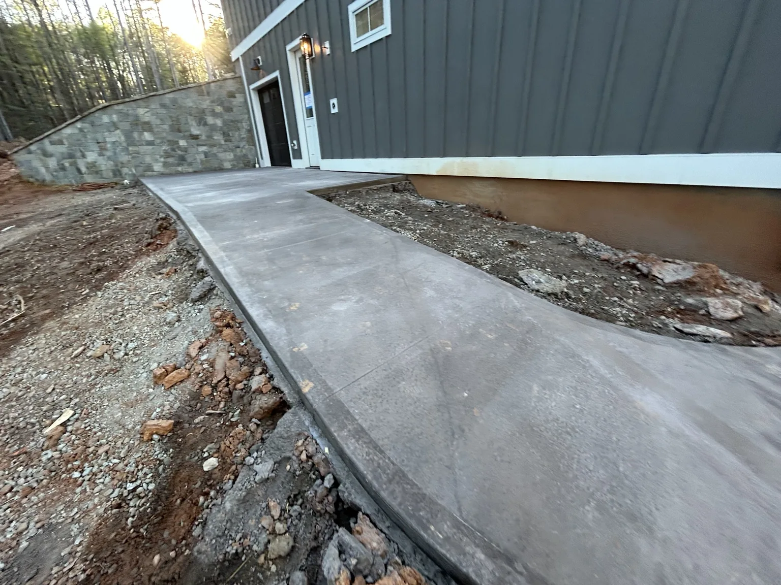 Concrete walkway on a slope