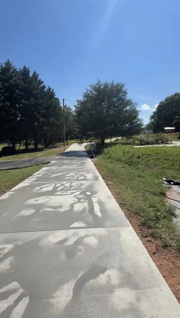 Long concrete driveway
